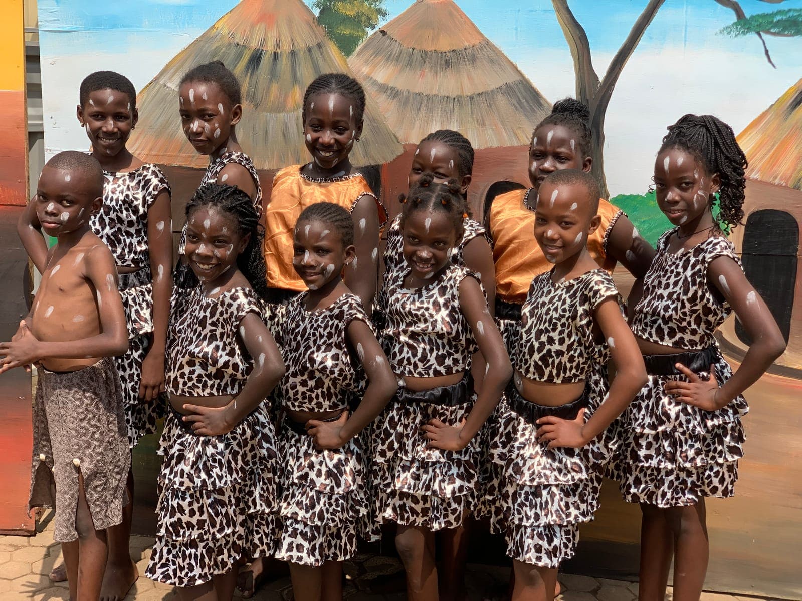 The music, dance and drama troupe in costume
