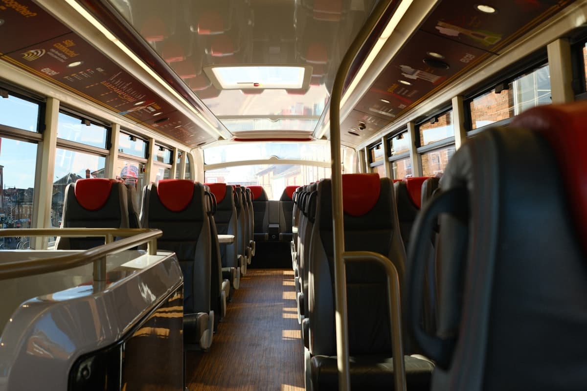 Inside a Greendale school van